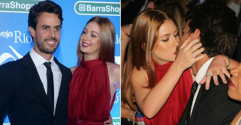 Marina Ruy Barbosa troca beijos com o namorado em premiação no Rio de Janeiro