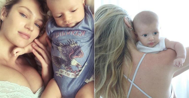 Candice Swanepoel celebra os 2 meses do filho, Anacã