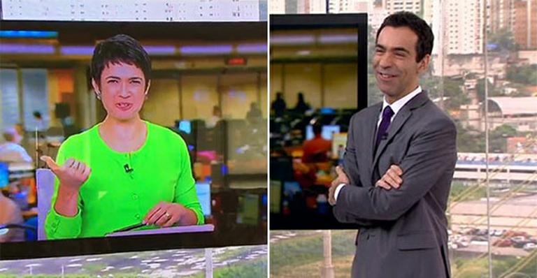 César Tralli se confunde e chama Sandra Annenberg de Fátima Bernardes