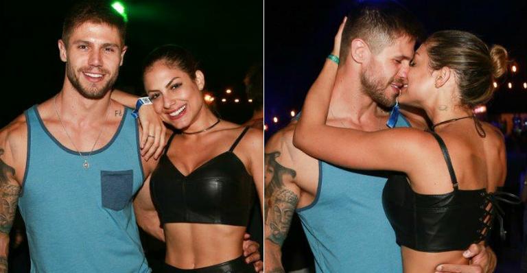 Jonas Sulzbach troca beijos com a namorada em festa vip no Rio Grande do Norte