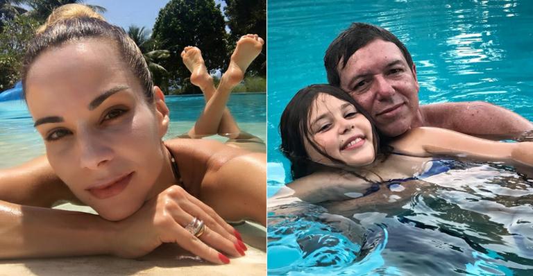 Ana Furtado mostra Boninho se divertindo com a filha na piscina: “Pensa num dia feliz”