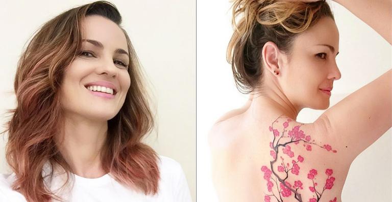 Carolina Kasting exibe sua nova tatuagem nas costas