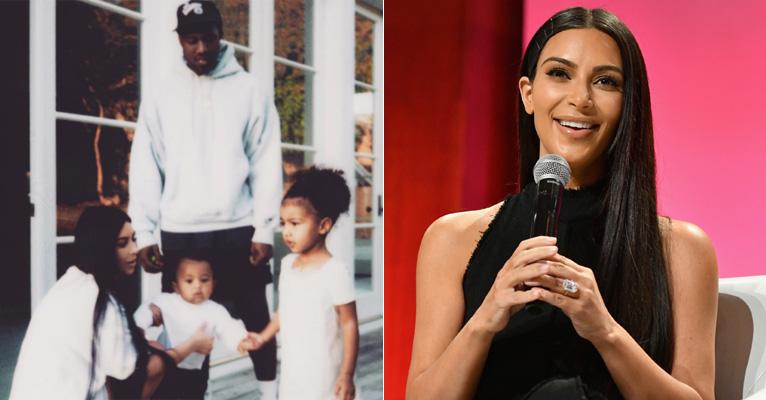 Após 3 meses longe das redes sociais, Kim Kardashian posta foto da família no Instagram