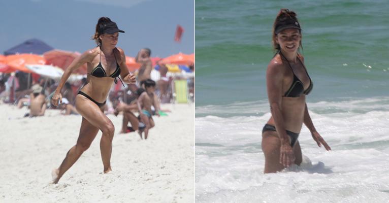Aos 48 anos, Carla Marins aparece com corpão exuberante em praia no Rio de Janeiro