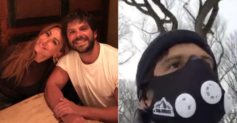 Coragem! Duda Nagle corre em frio gélido na rua cheia de neve em Nova York