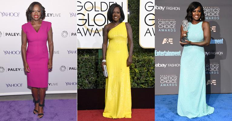 Indicada ao Oscar, Viola Davis é dona de um estilo incrível com vestidos lisos e com cores fortes