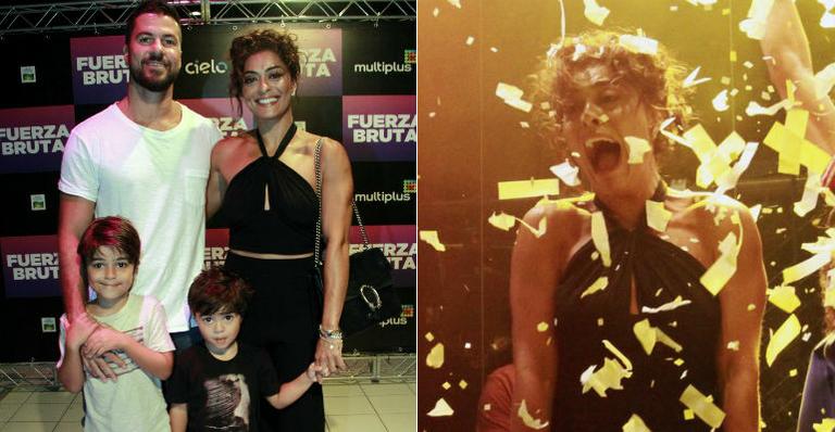 Juliana Paes se diverte com a família e participa do espetáculo ‘Fuerza Bruta’