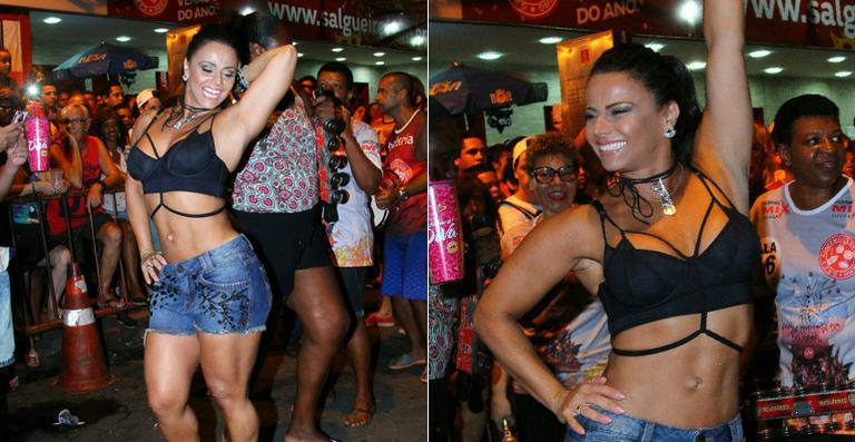 Viviane Araújo exibe corpo sarado em ensaio do Salgueiro para o carnaval