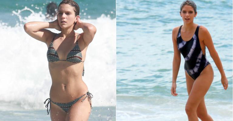 Isabella Santoni exibe boa forma em dia de praia