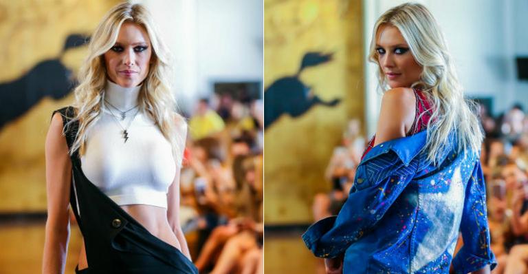 Gianne Albertoni revive tempos de modelo em SP