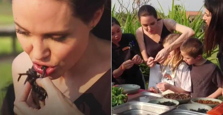 Em programa de TV, Angelina Jolie prepara prato com aranhas e escorpiões para os filhos