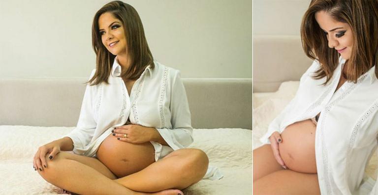 Maria Cecília exibe seu barrigão em ensaio de gestante