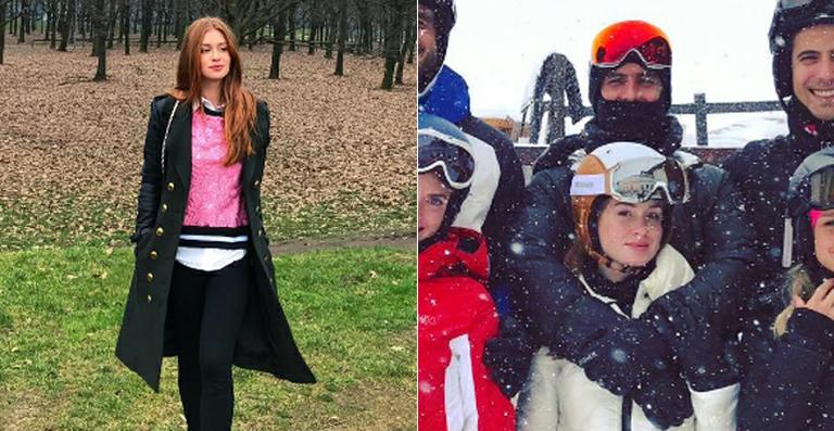 Marina Ruy Barbosa curte pista de esqui com o noivo e amigos