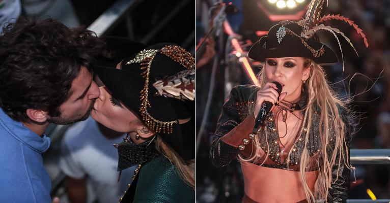 Claudia Leitte troca beijos com o marido, Márcio Pedreira, enquanto comanda trio em Salvador
