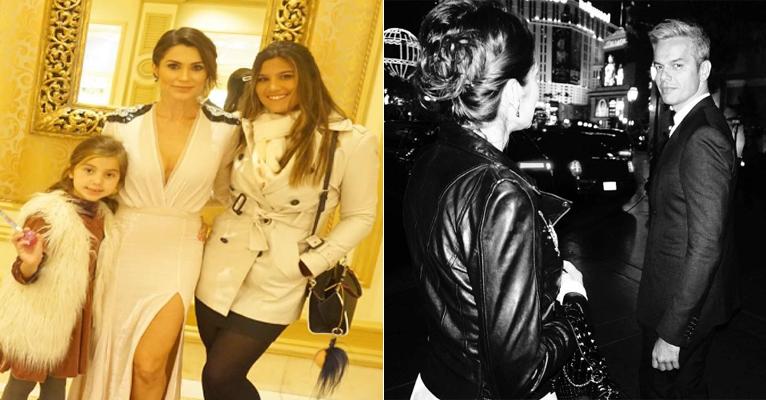 Flavia Alessandra e as filhas fazem surpresa para Otaviano Costa em Las Vegas