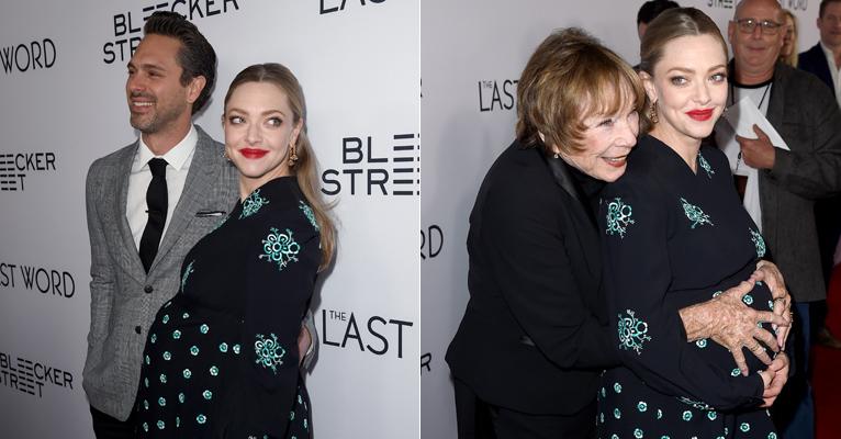 Shirley MacLaine paparica a barriguinha de grávida de Amanda Seyfriend em red carpet