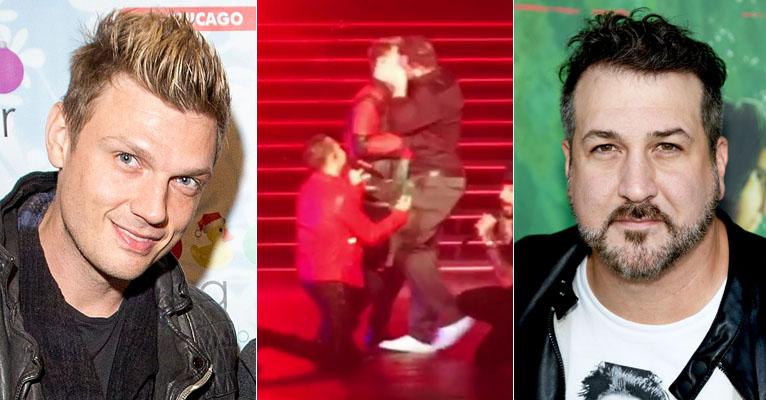 Ex- ‘N Sync Joey Fatone  beija Nick Carter na boca em show do Backstreet Boys