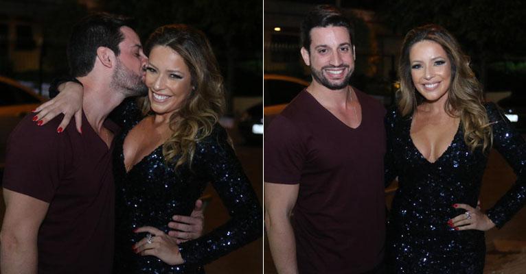 Renata Dominguez ganha “beijão” do namorado em sua festa de 37 anos