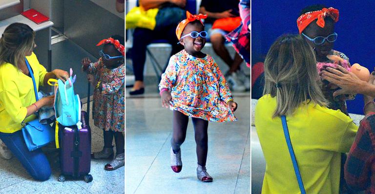Fofura! Giovanna Ewbank embarca com Titi no Rio
