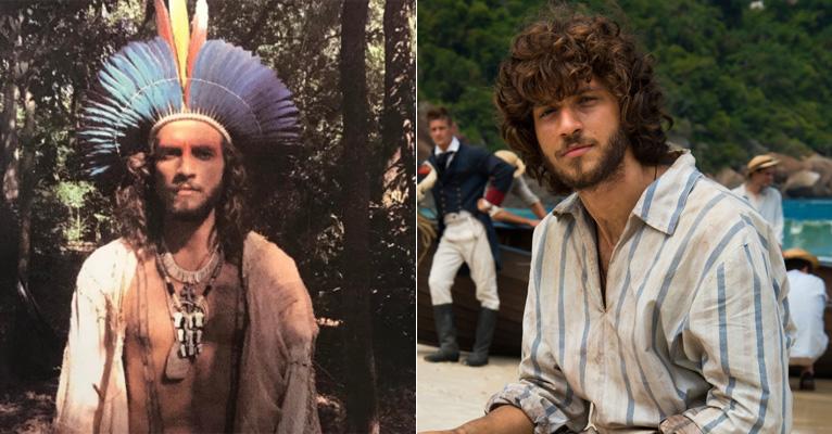 Chay Suede exibe tanquinho sarado em foto que aparece vestido de índio