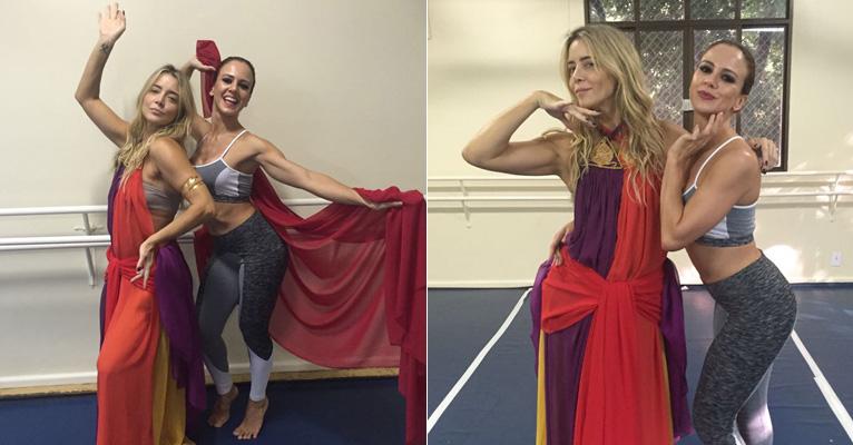 Christine Fernandes faz aulas de dança com Karla Klemente para vilã sedutora em O Rico e Lázaro