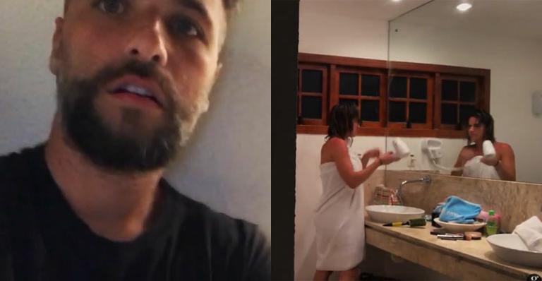 Bruno Gagliasso ‘trolla’ Giovanna Ewbank e coloca amido de milho no secador