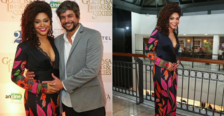 Grávida, Juliana Alves curte pré-estreia em SP
