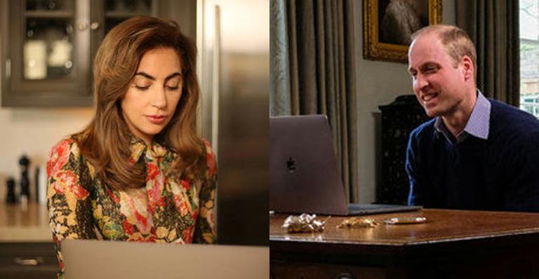 Príncipe William e Lady Gaga conversam pelo FaceTime em campanha beneficente