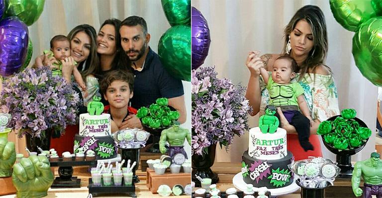 Kelly Key faz festa do Incrível Hulk para os três meses do filho