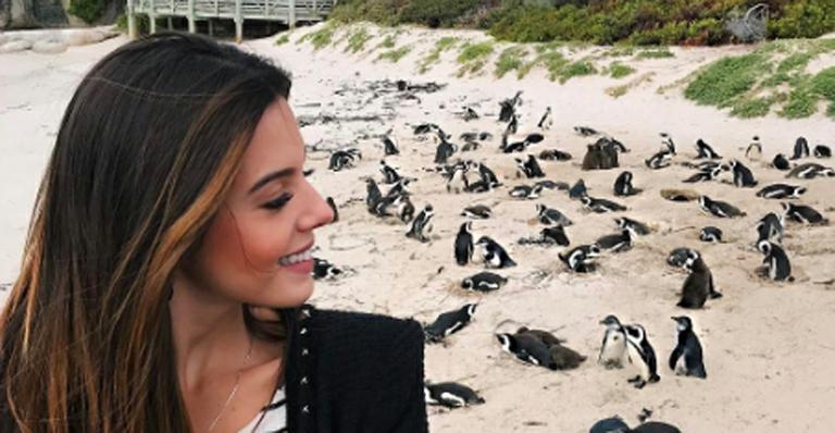 Giovanna Lancellotti posa com pinguins em viagem: “Paixão”
