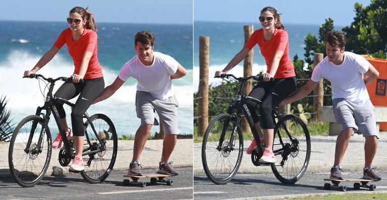 Camila Queiroz e Klebber Toledo: exercícios à beira-mar
