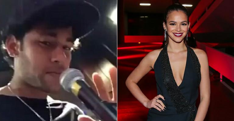 No Japão, Neymar canta música romântica para Bruna Marquezine em karaokê