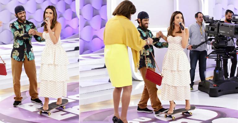Patrícia Abravanel anda de skate em sua estreia no programa ‘Eliana’