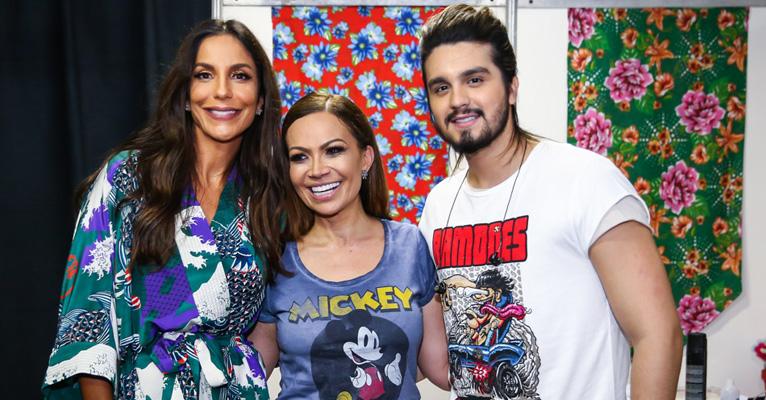 Ivete Sangalo, Solange Almeida e Luan Santana se divertem nos bastidores de festa junina em Salvador