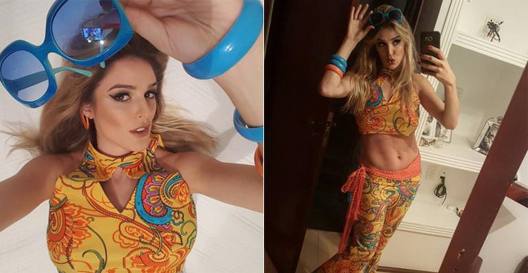 Rafa Brites exibe sua barriguinha em look para festa