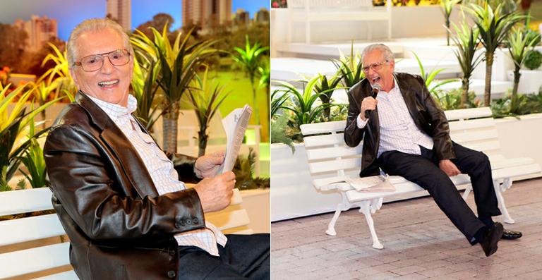 Com o joelho machucado, Carlos Alberto de Nóbrega confere homenagem para A Praça É Nossa