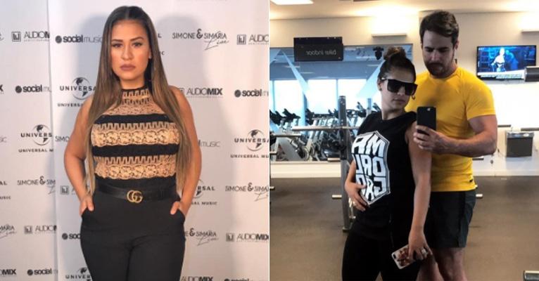 De dieta, Simone, da dupla com Simaria, malha pesado com o marido e se diverte