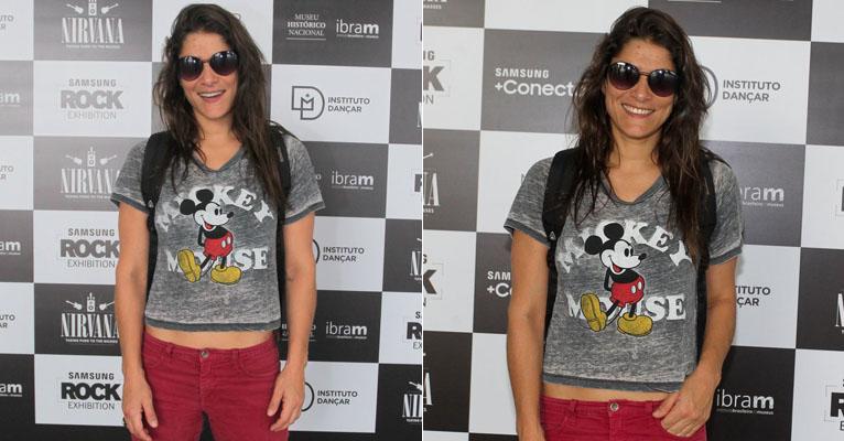 Dias após anunciar a separação, Priscila Fantin posa de barriguinha de fora em evento de rock