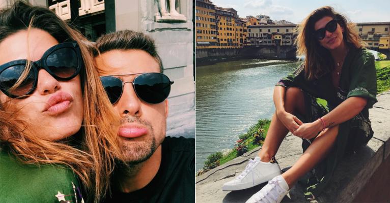 Cauã Reymond posa fazendo careta em foto romântica com Mariana Goldfard na Itália