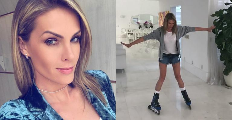 Ana Hickmann anda de patins na sala de sua casa: ‘Na minha pista particular’