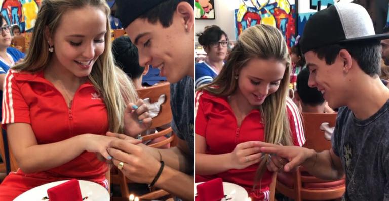 É oficial! Larissa Manoela e Thomaz Costa trocam alianças na Disney