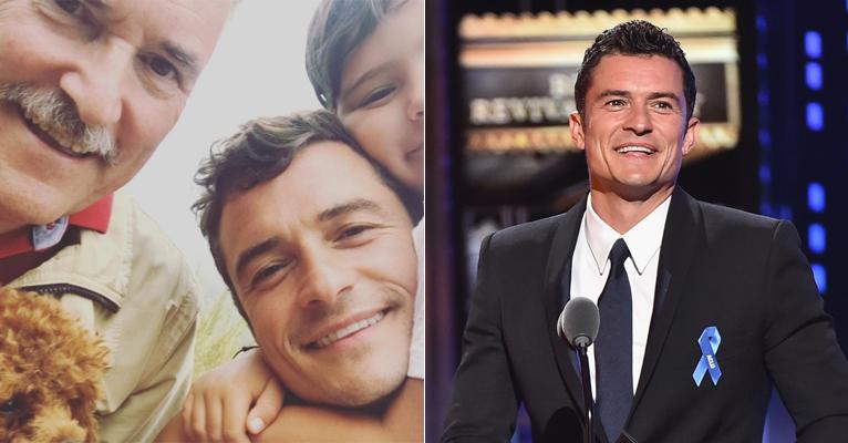 Fofura! Orlando Bloom publica raro clique ao lado do filho e do pai