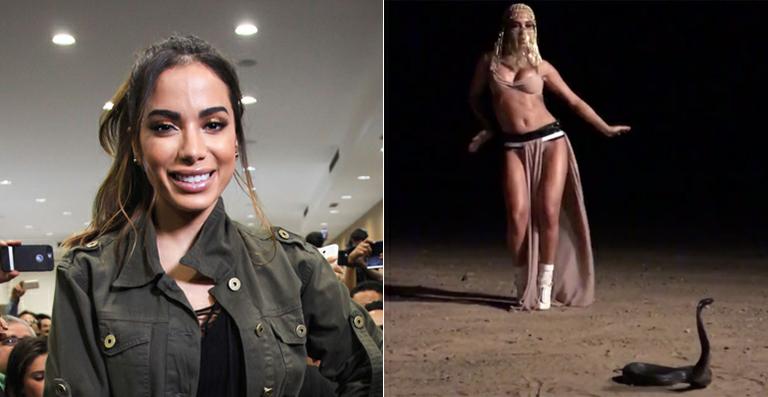 Em gravação, Anitta leva susto com cobra e sai correndo