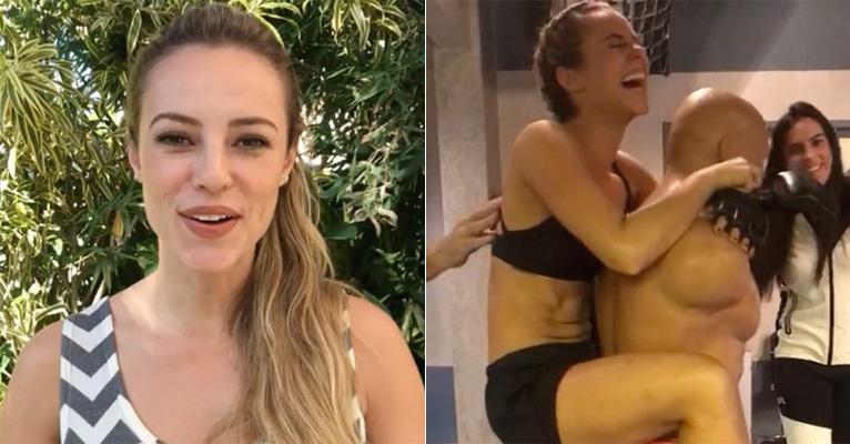 Em brincadeira com Raul Gazolla, Paolla Oliveira mostra barriga trincada