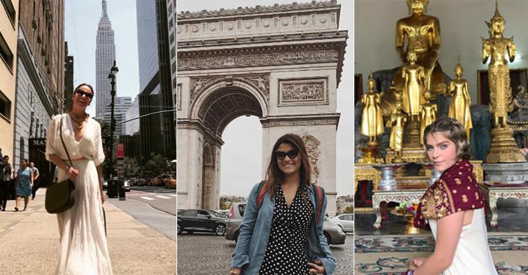 20 famosos que curtiram férias em destinos internacionais em julho, como Bruna Marquezine e Gio Antonelli