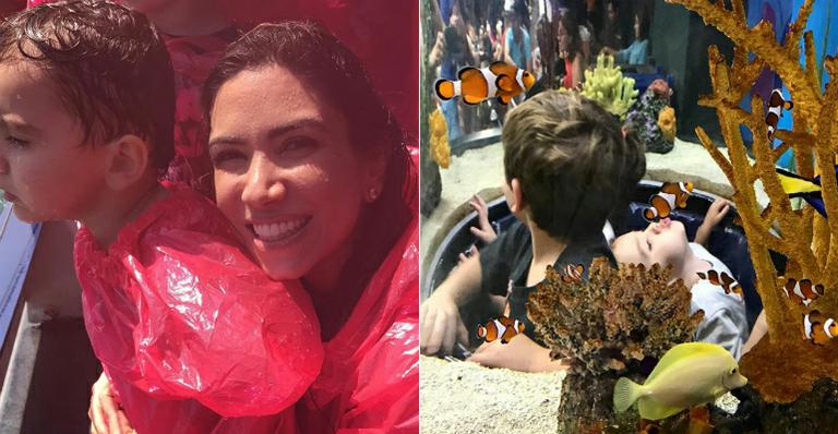Patricia Abravanel se diverte com o filho nas Cataratas do Niágara