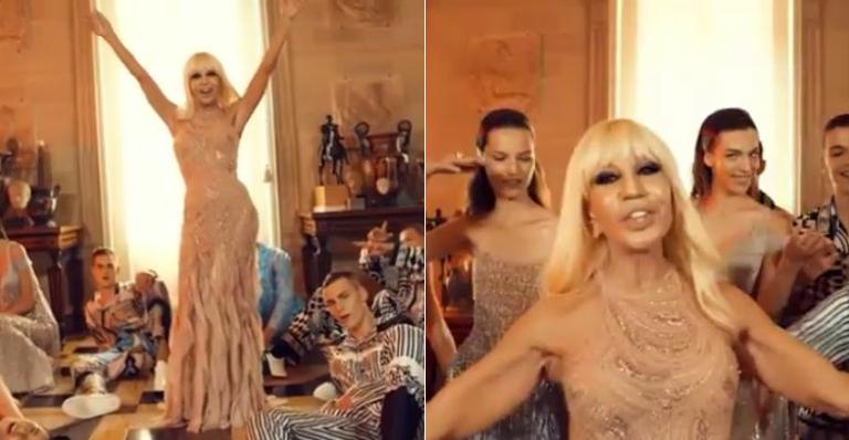 Donatella Versace e tops dublam e dançam a música “Versace on the Floor”, de Bruno Mars