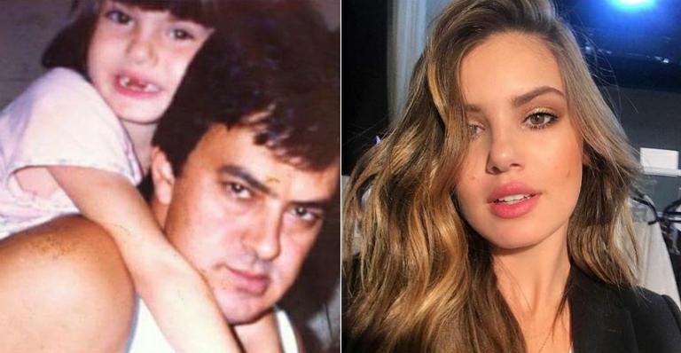 Camila Queiroz aparece banguelinha em foto na infância com o pai