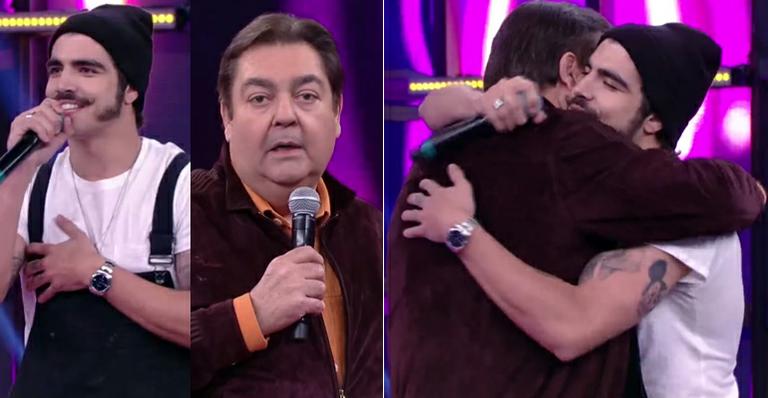 Após climão, Caio Castro pede abraço a Fausto Silva no ‘Domingão’