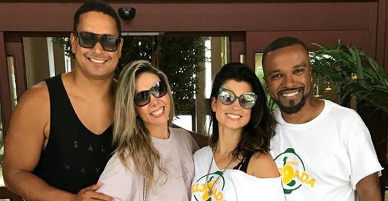 Alexandre Pires realiza o sonho da esposa de conhecer Carla Perez, sua ex-namorada: “Está realizada”